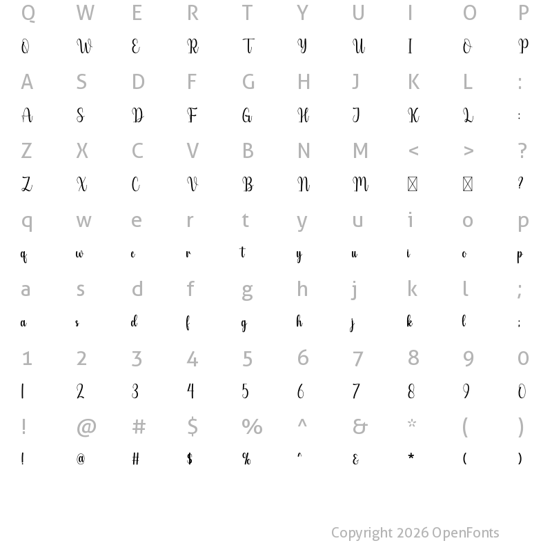 Character Map of Wood Regular