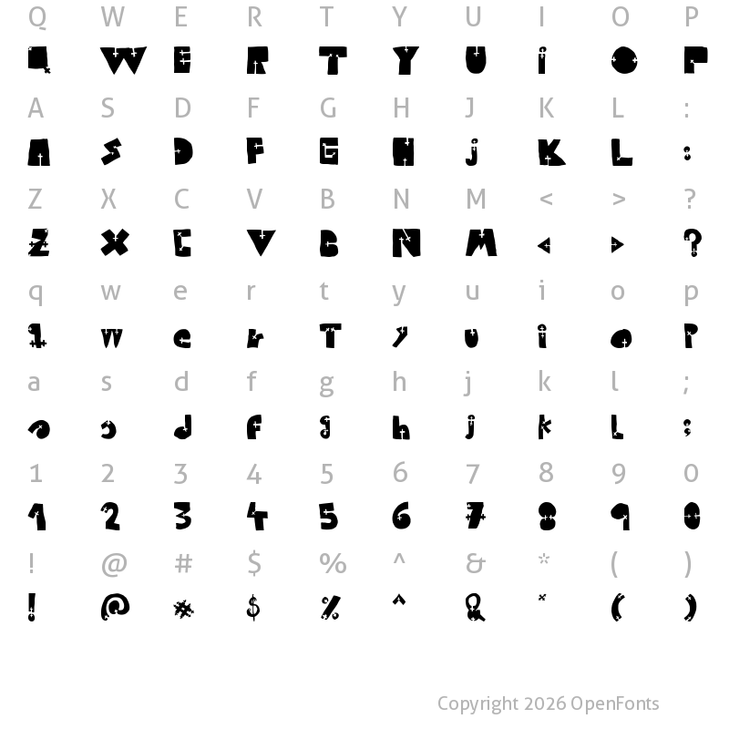 Character Map of WOODCUTTER CROSS Regular