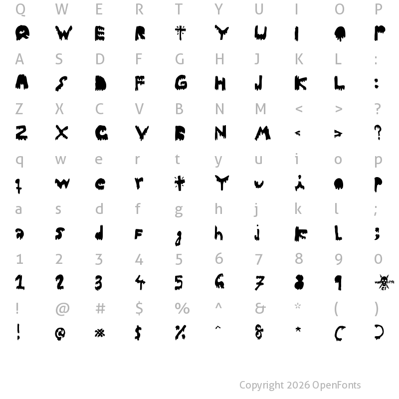 Character Map of Woodcutter Dripping Nightmare v.01 Regular
