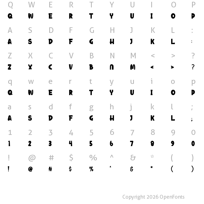 Character Map of Wooden House Regular