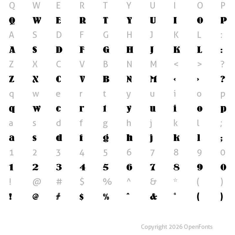 Character Map of Wooden Nickel NF Regular