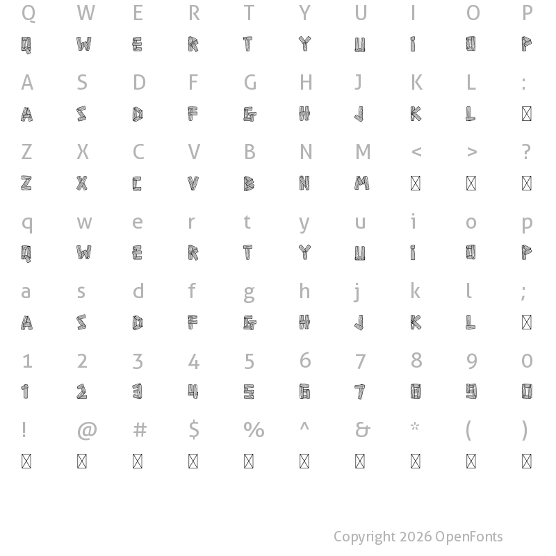 Character Map of Woody Wood DEMO Regular