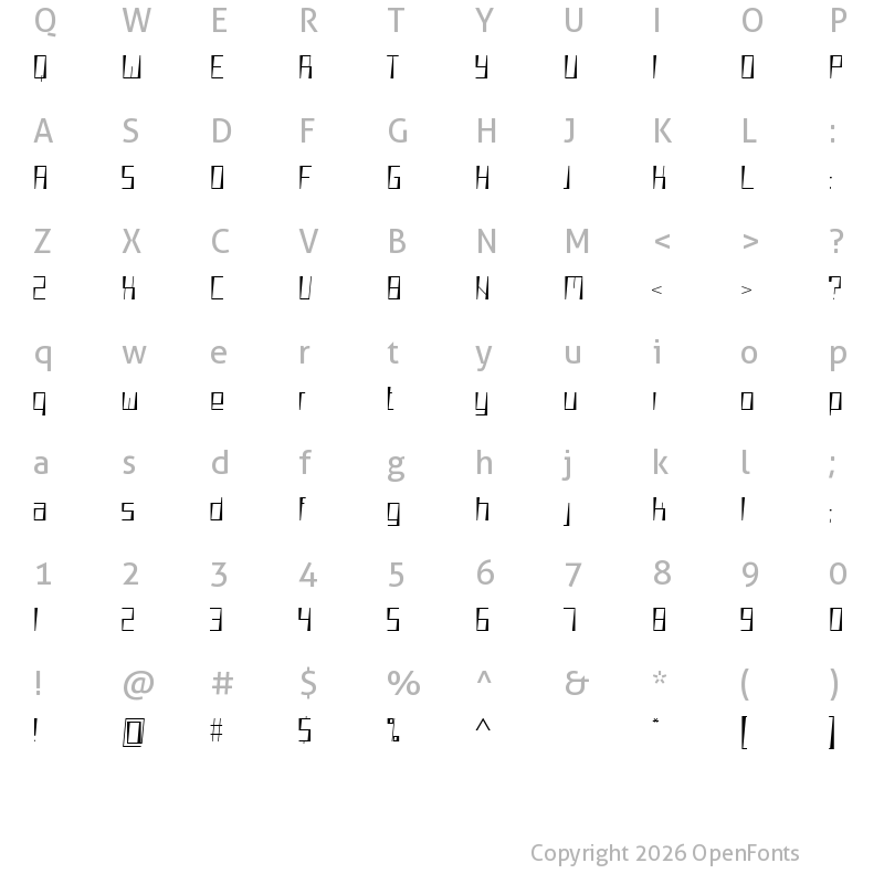 Character Map of wooo Regular