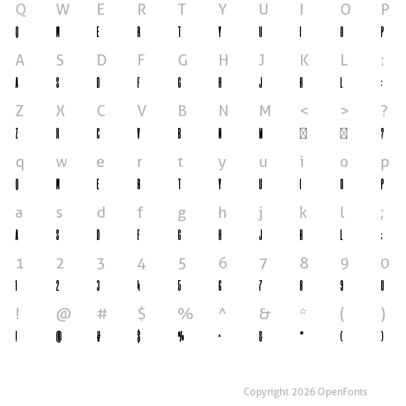 Character Map of Worksy Regular