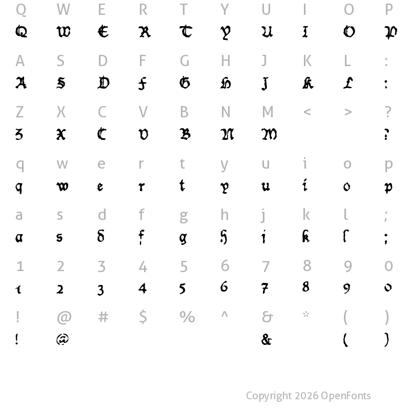 Character Map of Worn Manuscript Rough