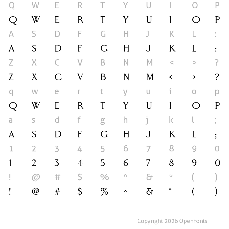 Character Map of Worthington Arcade Regular