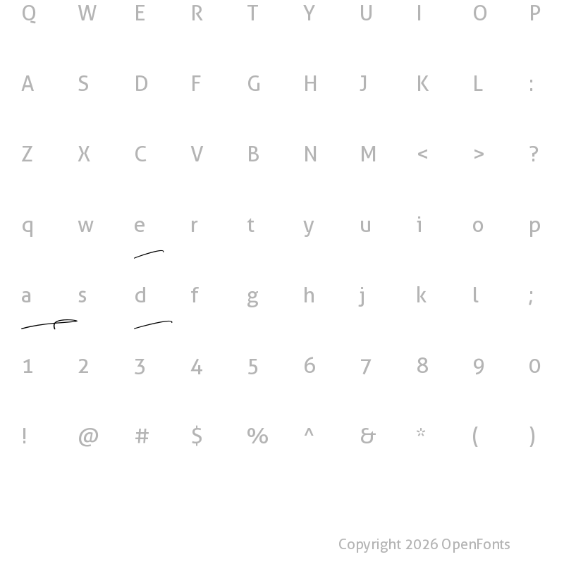 Character Map of Wotham Swash Regular