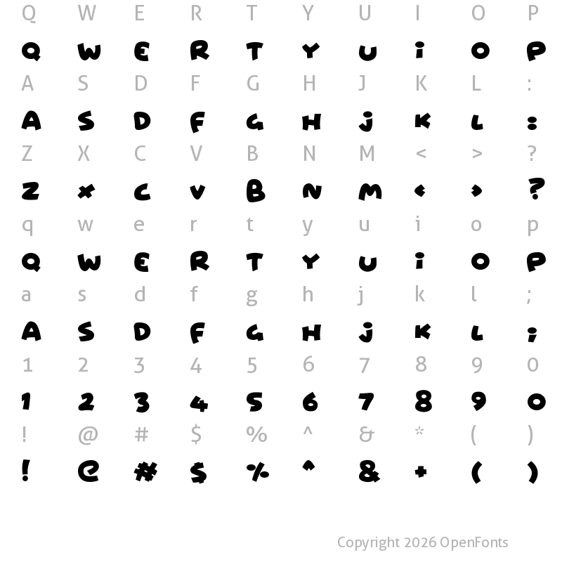 Character Map of Wowsers Regular