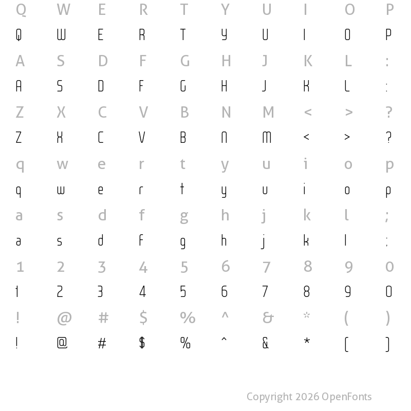 Character Map of WOX~Modelist Light Demo Regular