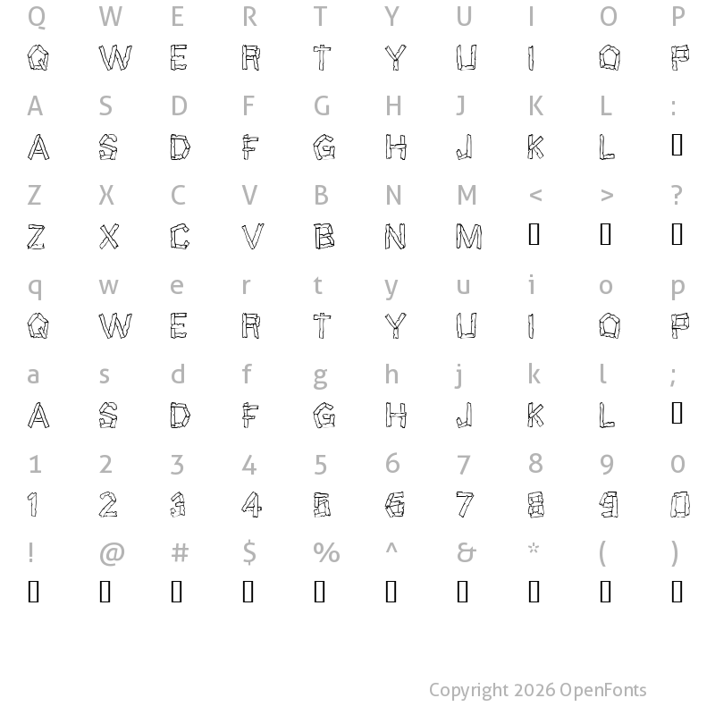 Character Map of Wreckage Regular
