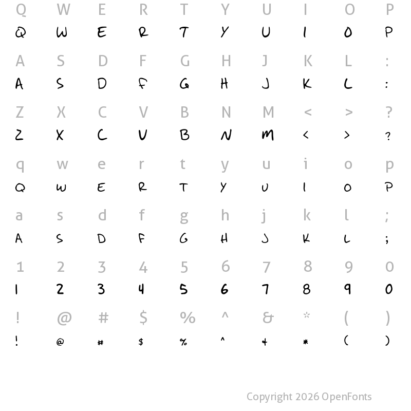 Character Map of Write Like Jesse Regular