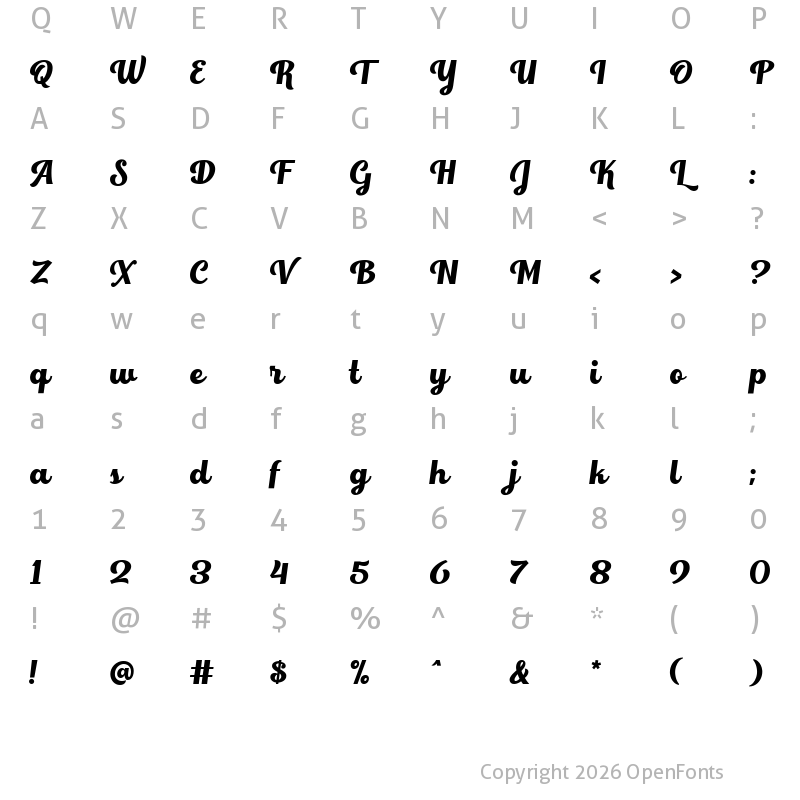 Character Map of Write Nice Regular