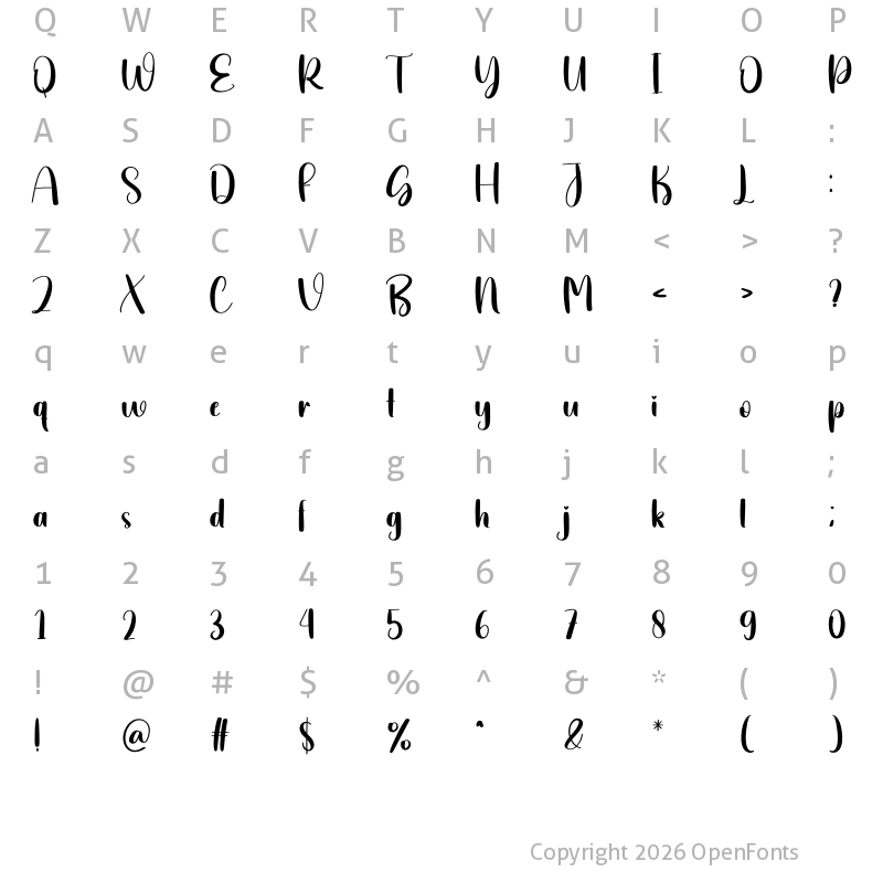 Character Map of Writting Creative Regular