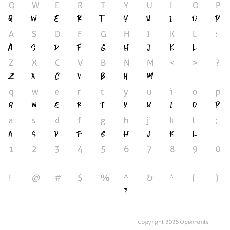 Character Map of Wrong Hunt Regular