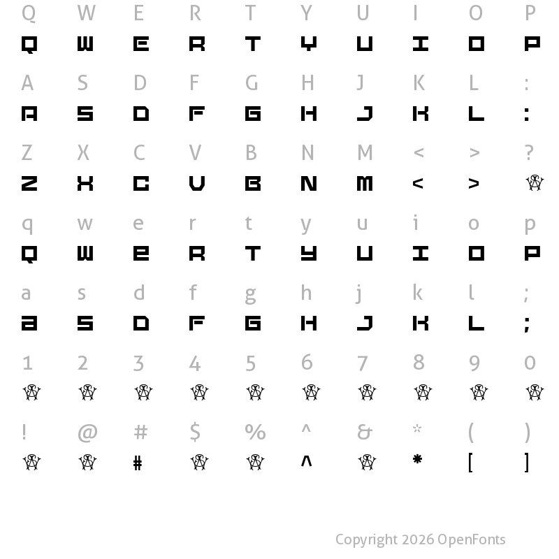 Character Map of WS Bind Regular