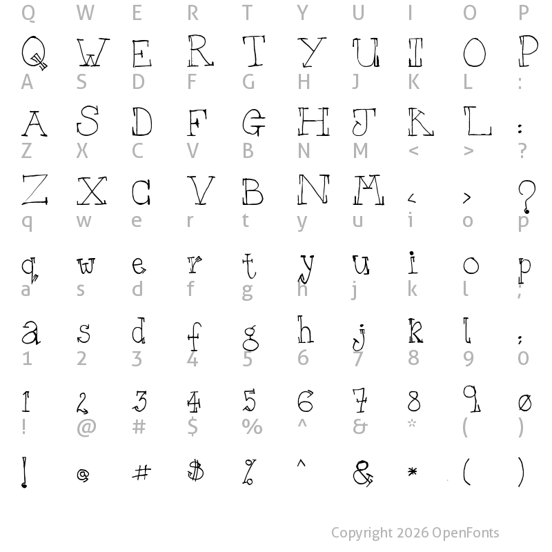 Character Map of WS Serif Regular