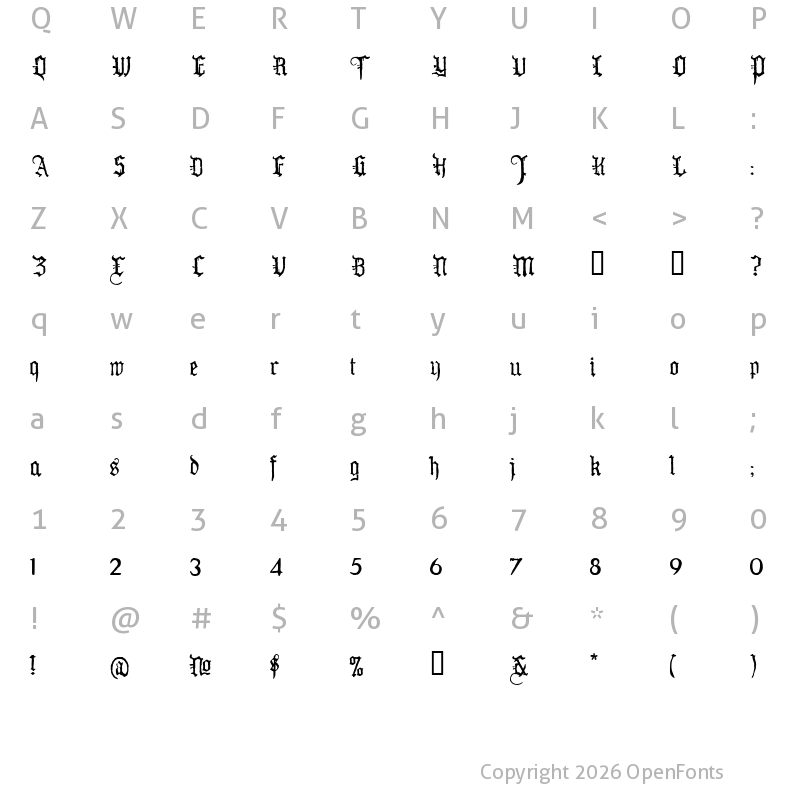 Character Map of WW2 BlackltrAlt HPLHS