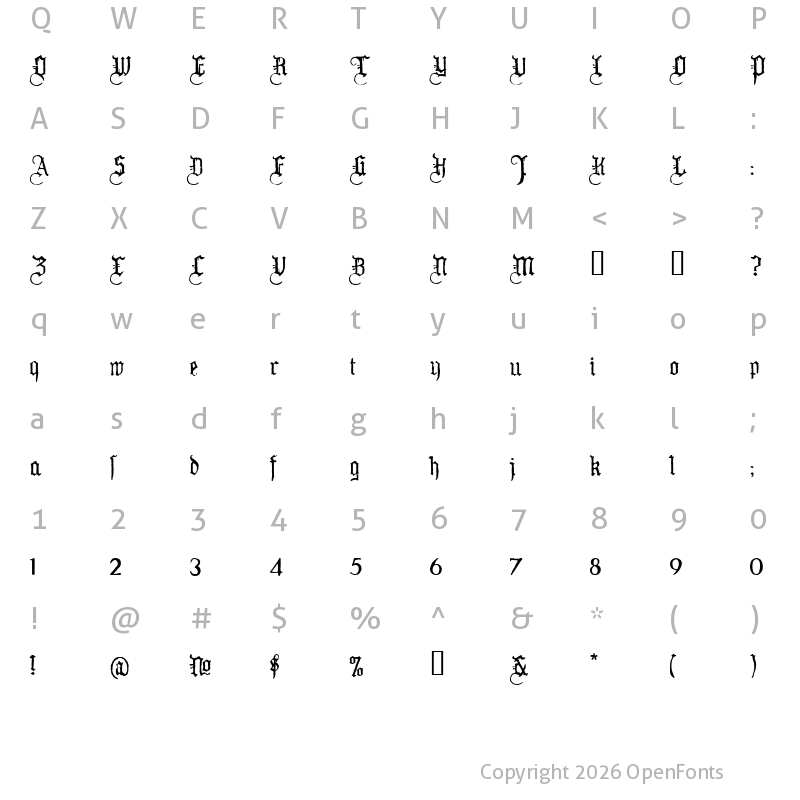 Character Map of WW2Blackletter HPLHS
