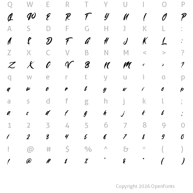 Character Map of Wynter Sandy Regular