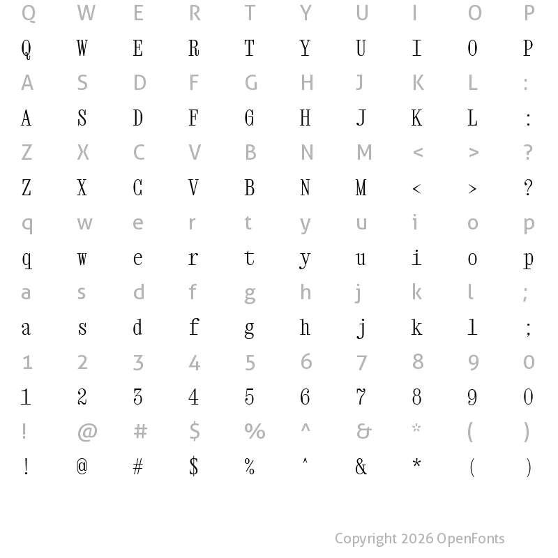 Character Map of Xanh Mono Regular