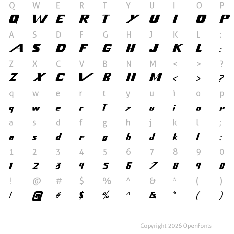 Character Map of Xenogears Regular