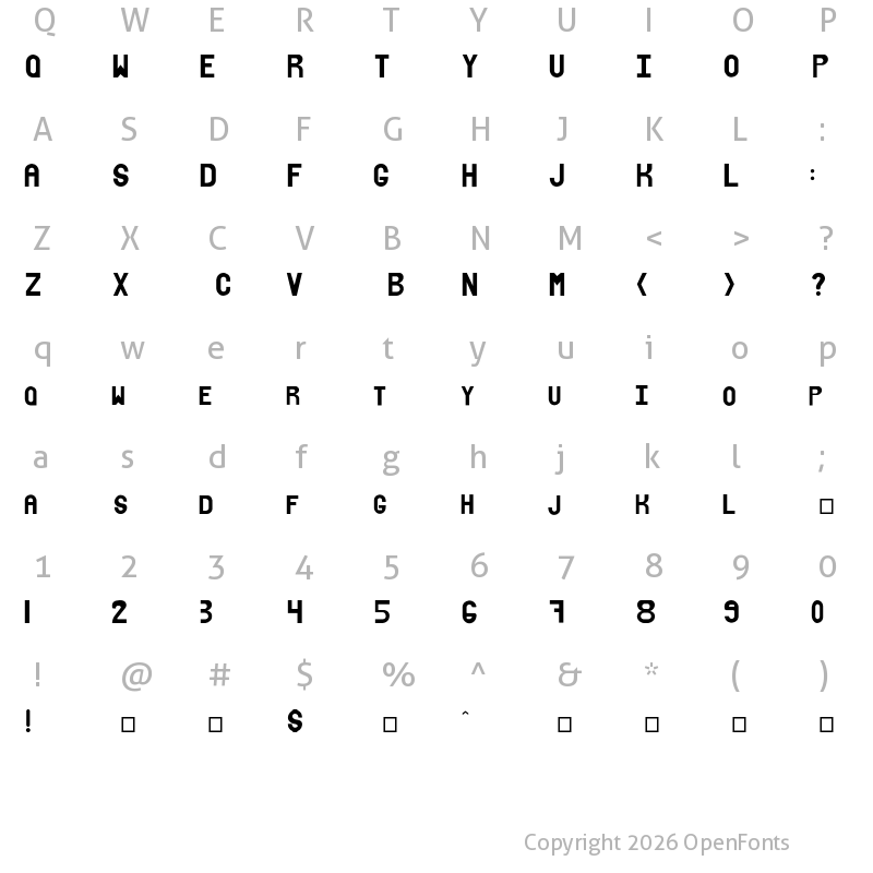 Character Map of xhalfont Regular