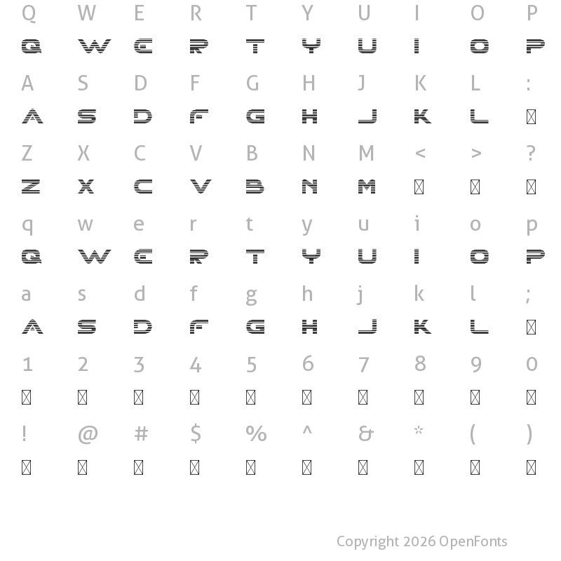 Character Map of XHARP Demo Gradient