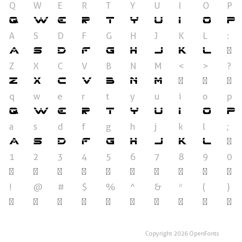 Character Map of XHARP Demo LASER