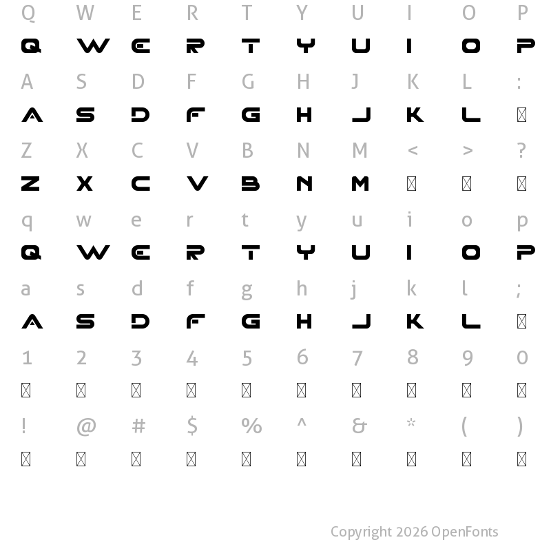 Character Map of XHARP Demo Regular