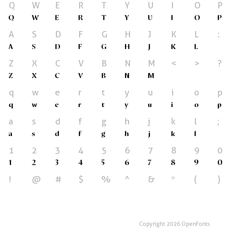 Character Map of Xillian Family Regular