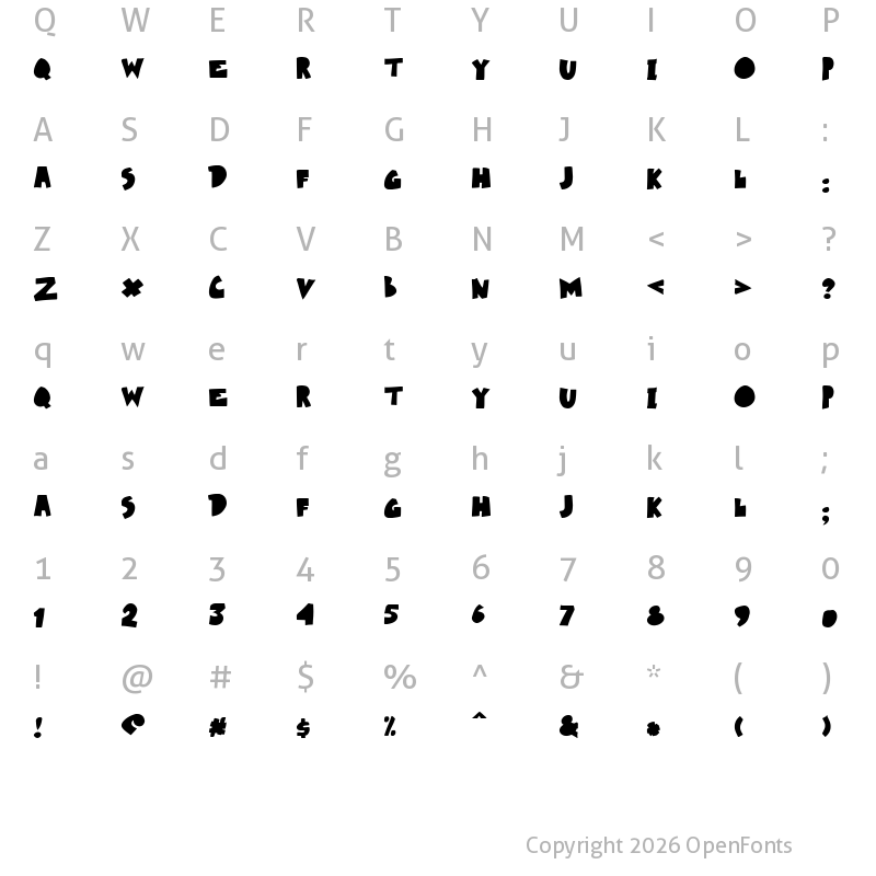 Character Map of xotax Regular