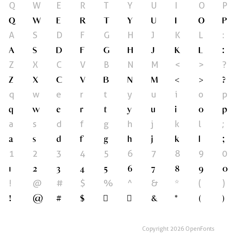 Character Map of Yadon Bold