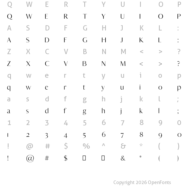 Character Map of Yadon Medium