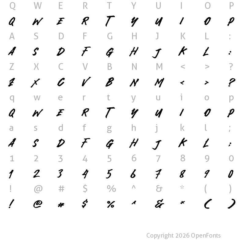 Character Map of Yakin Regular