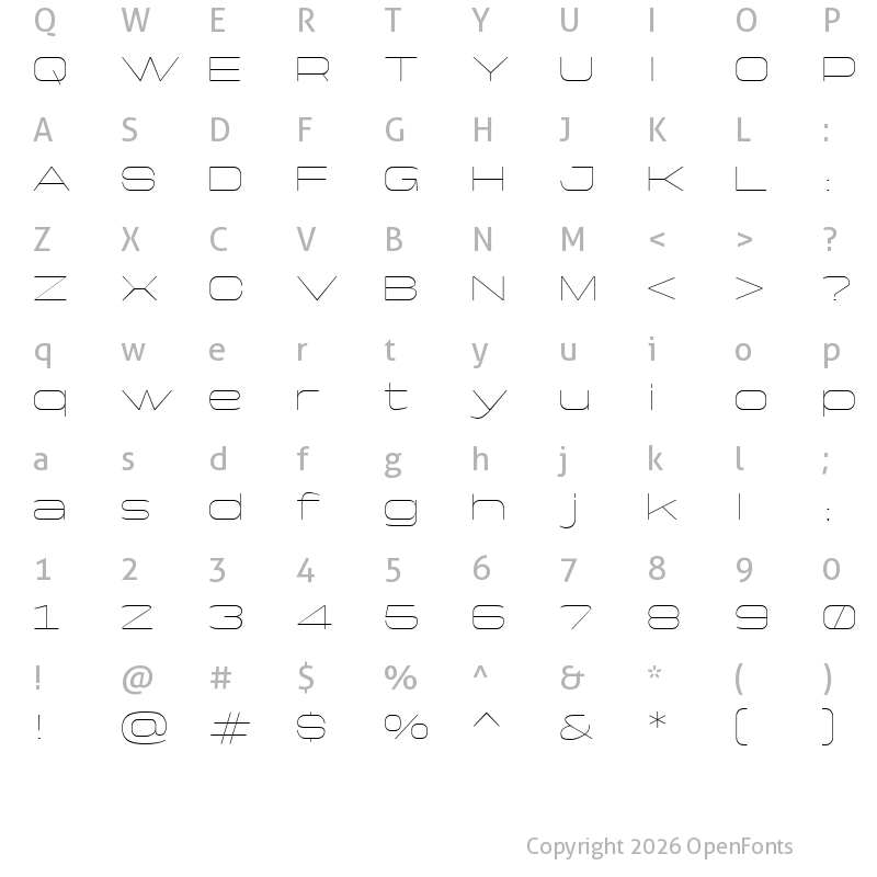 Character Map of Yapari Trial Thin