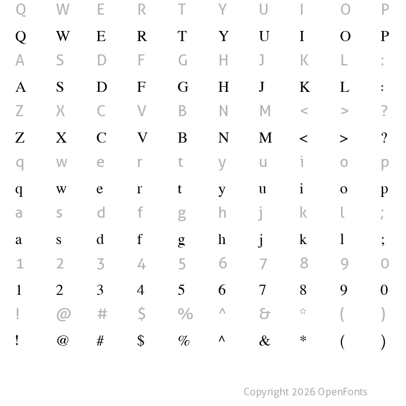 Character Map of Yas Regular