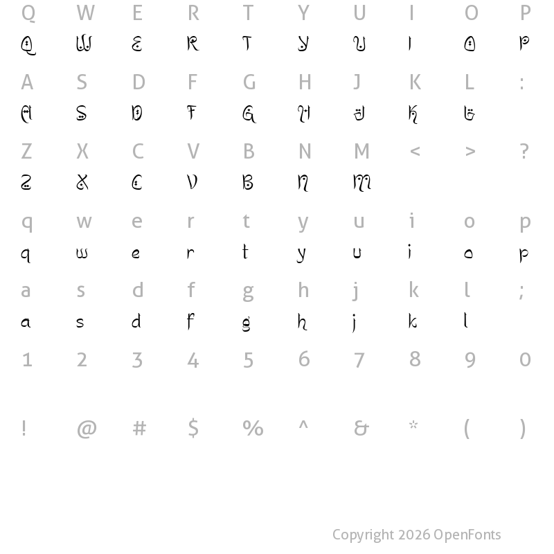 Character Map of Yashie Demo Regular