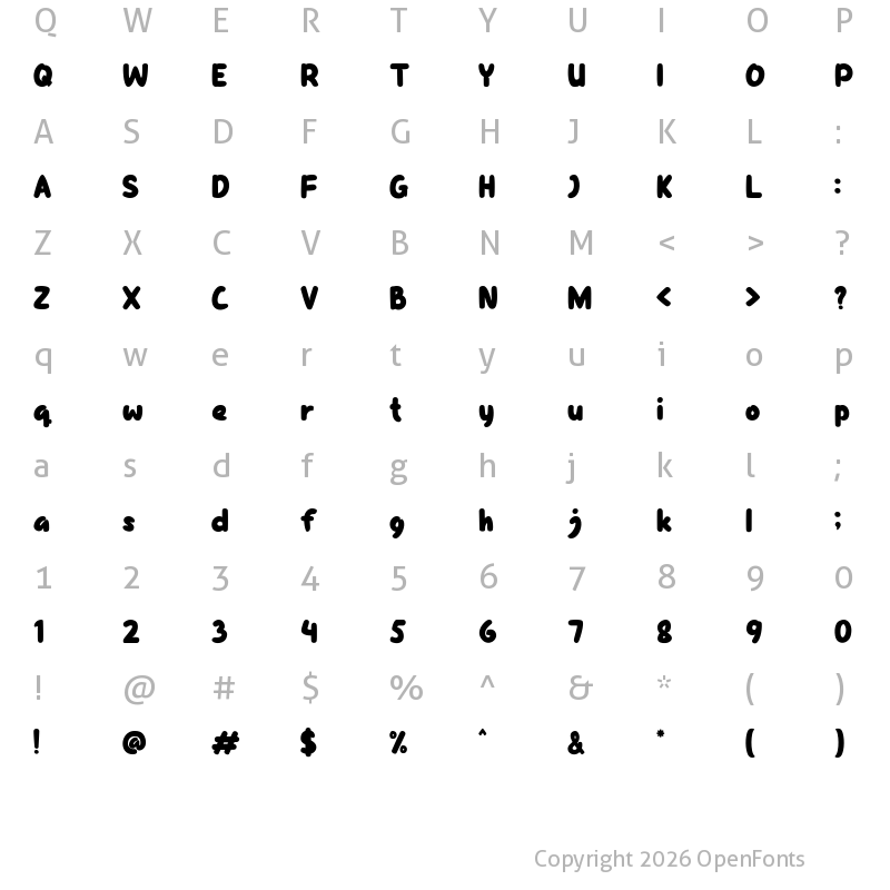 Character Map of Yellow Candy Regular