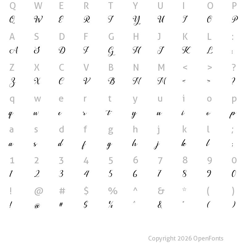 Character Map of Yellow Molly Regular