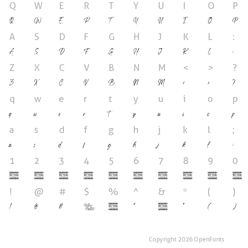 Character Map of Yellow Palette personal use Regular