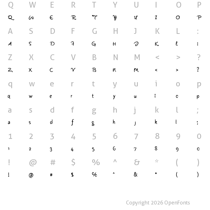 Character Map of Yellow Regular