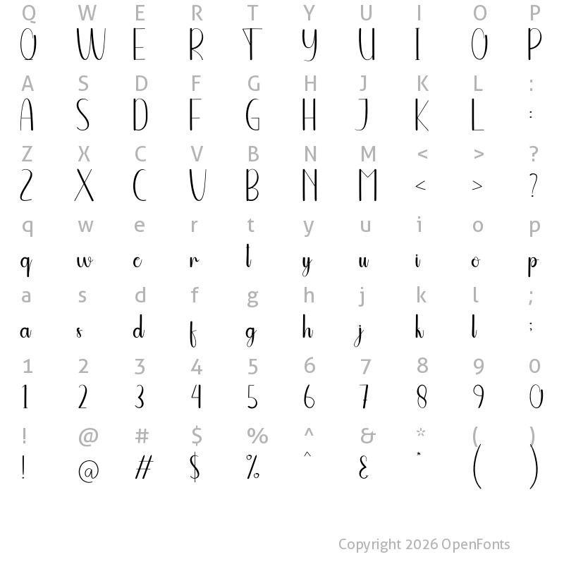 Character Map of Yellowday Regular