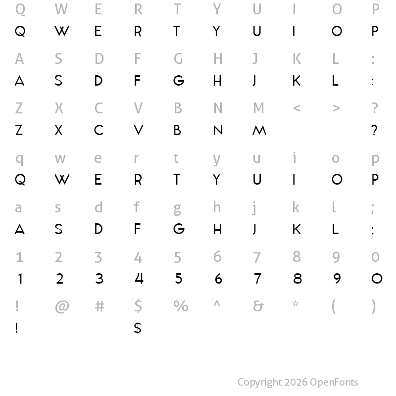 Character Map of Yellowed ExtraLight