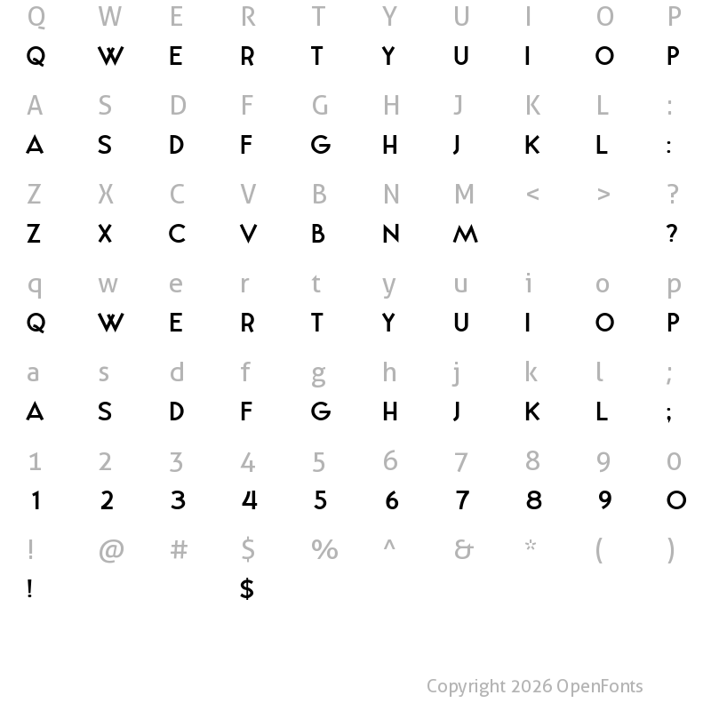 Character Map of Yellowed Light