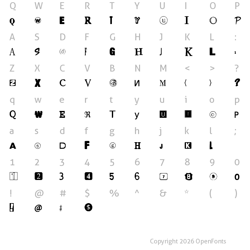 Character Map of Yet Another Ransom Note Regular