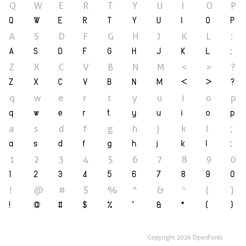 Character Map of Yetimology Regular