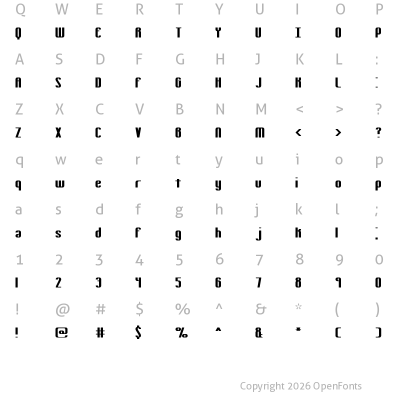 Character Map of Yielding BRK Regular
