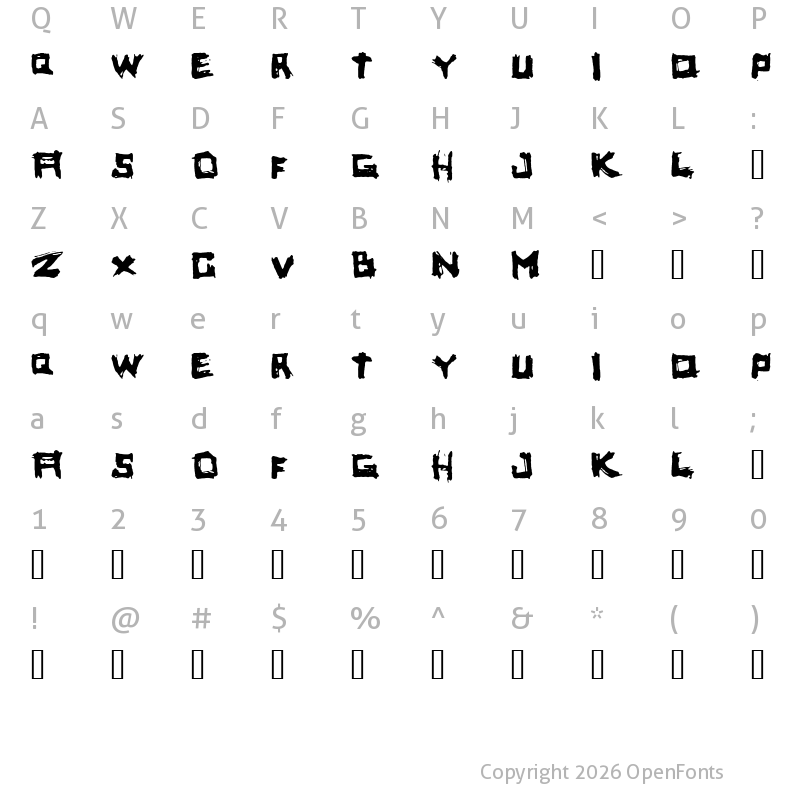 Character Map of yoicks Regular