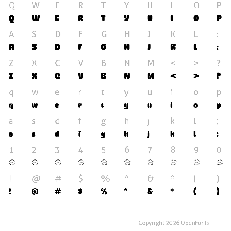 Character Map of Yorkmade Regular