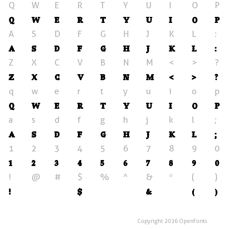 Character Map of Young Guns Regular